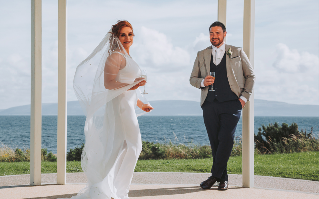 Bride and Groom on wedding day in the Connemara Coast Hotel